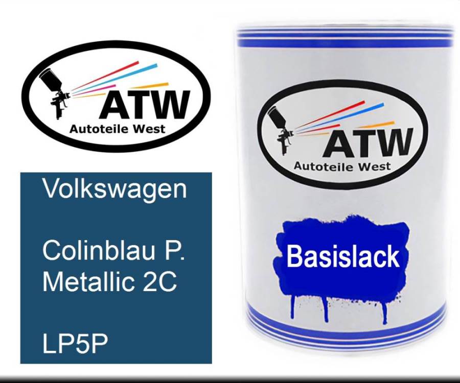 Volkswagen, Colinblau P. Metallic 2C, LP5P: 500ml Lackdose, von ATW Autoteile West.